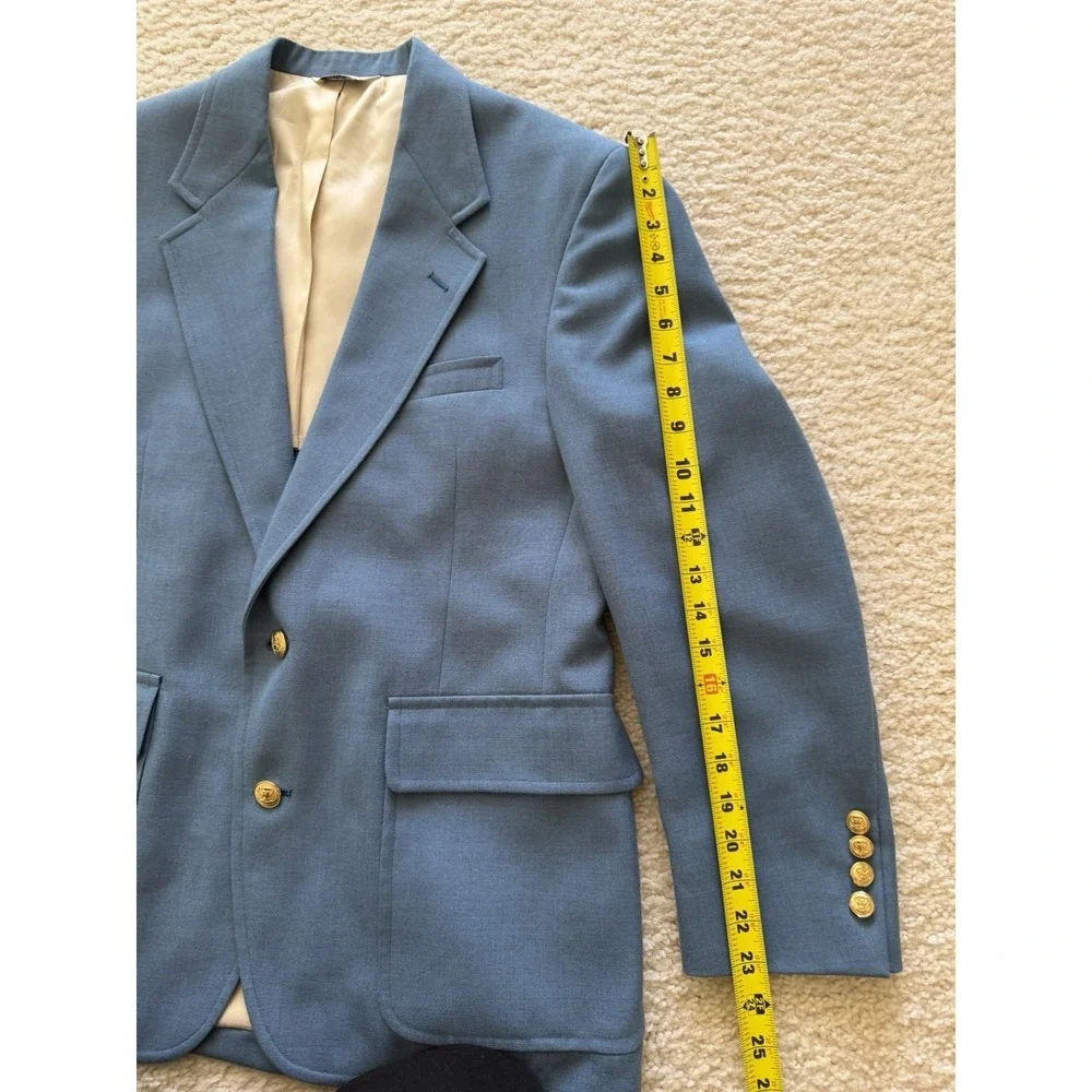 Palm Beach Men's Blue Blazer Two-Button Single Vent Notch Lapel Inner Pockets  M